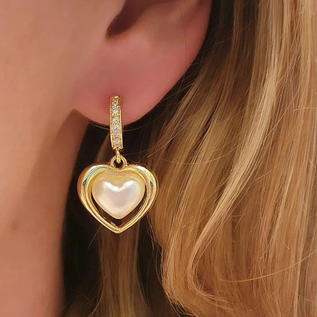 Pearl Heart Earrings