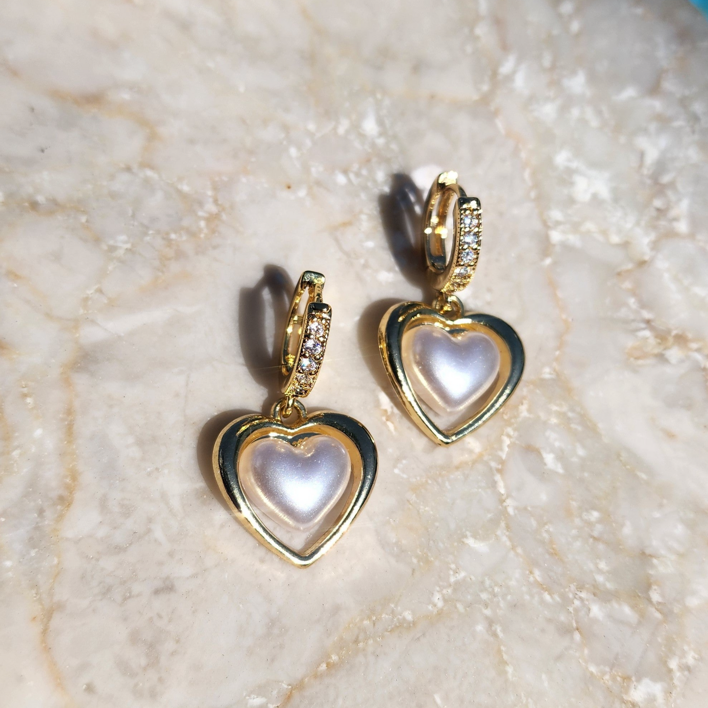 Pearl Heart Earrings