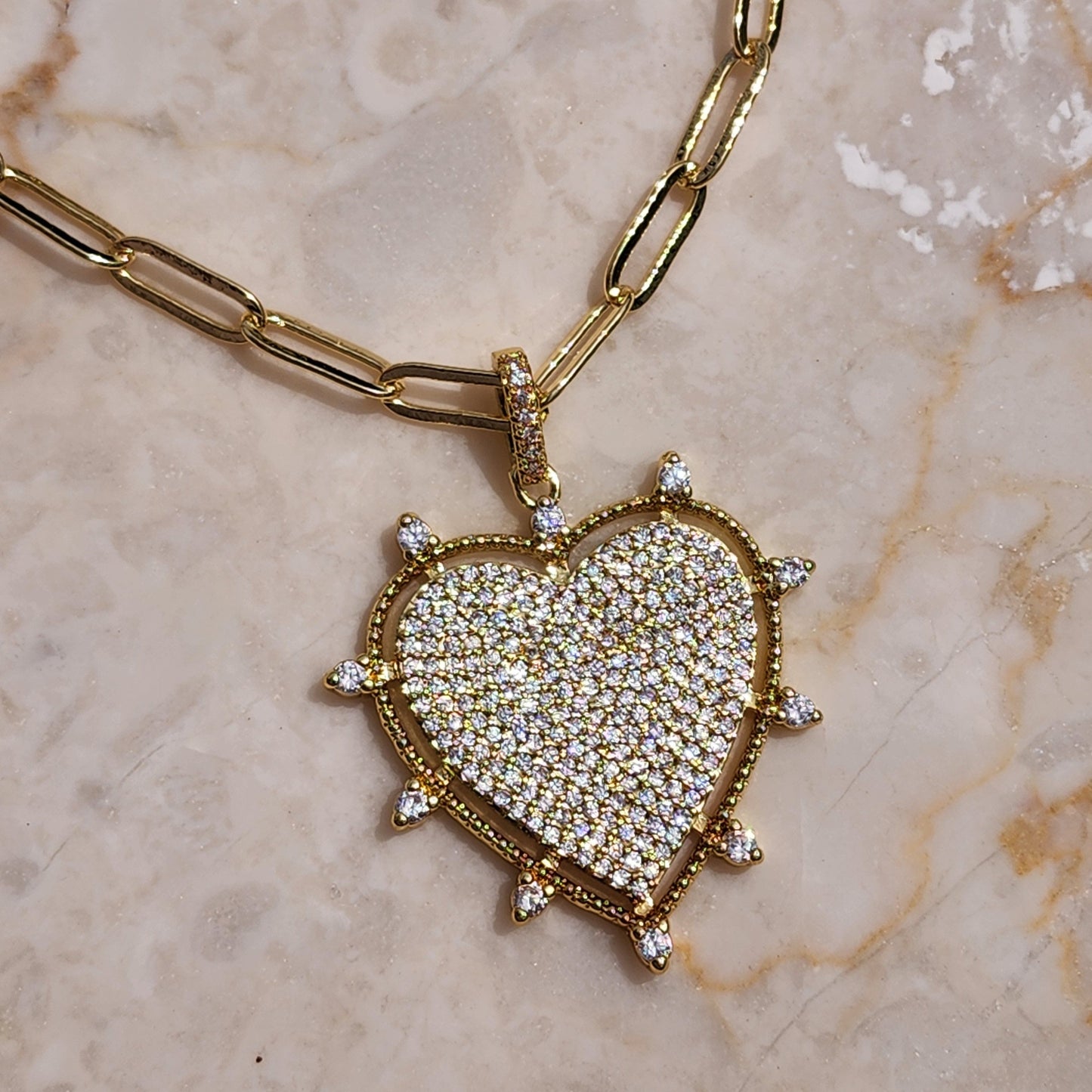 Sparkling Heart Pendant Necklace