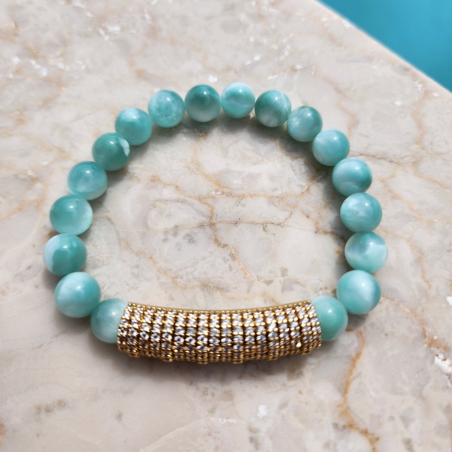 Candy Stretch Bracelet in Green Angelite