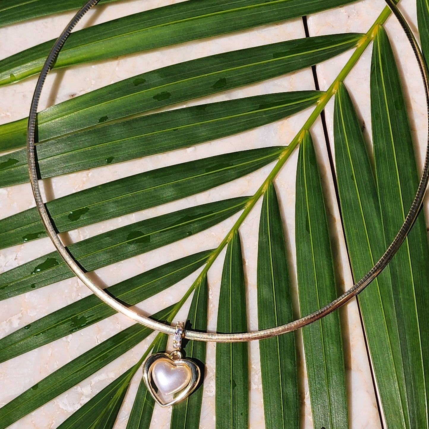 Pearl Heart Collar Necklace