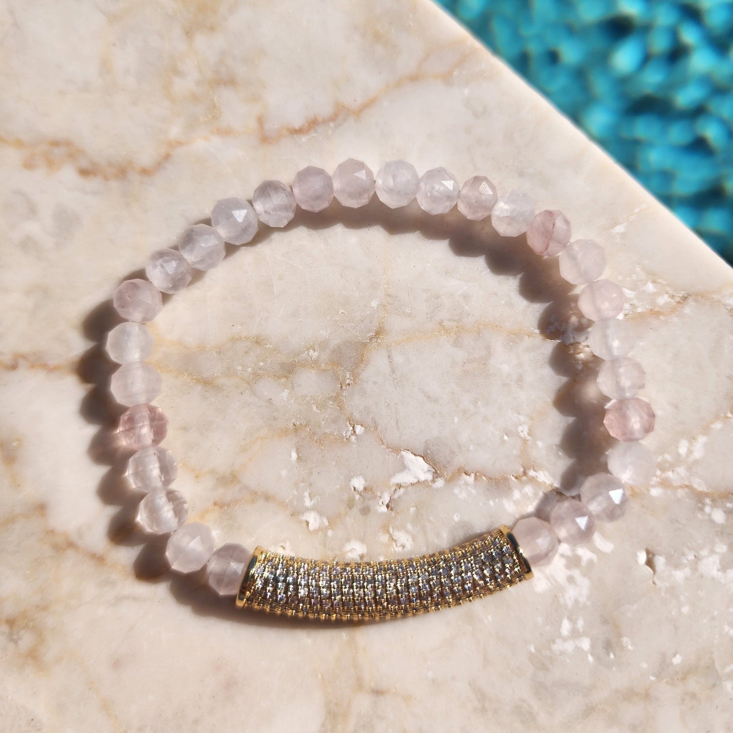 Celine Stretch Bracelet in rose quartz