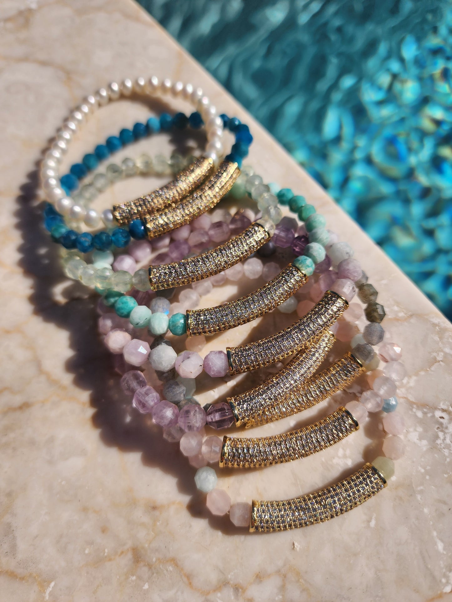 Celine Stretch Bracelet in prehnite