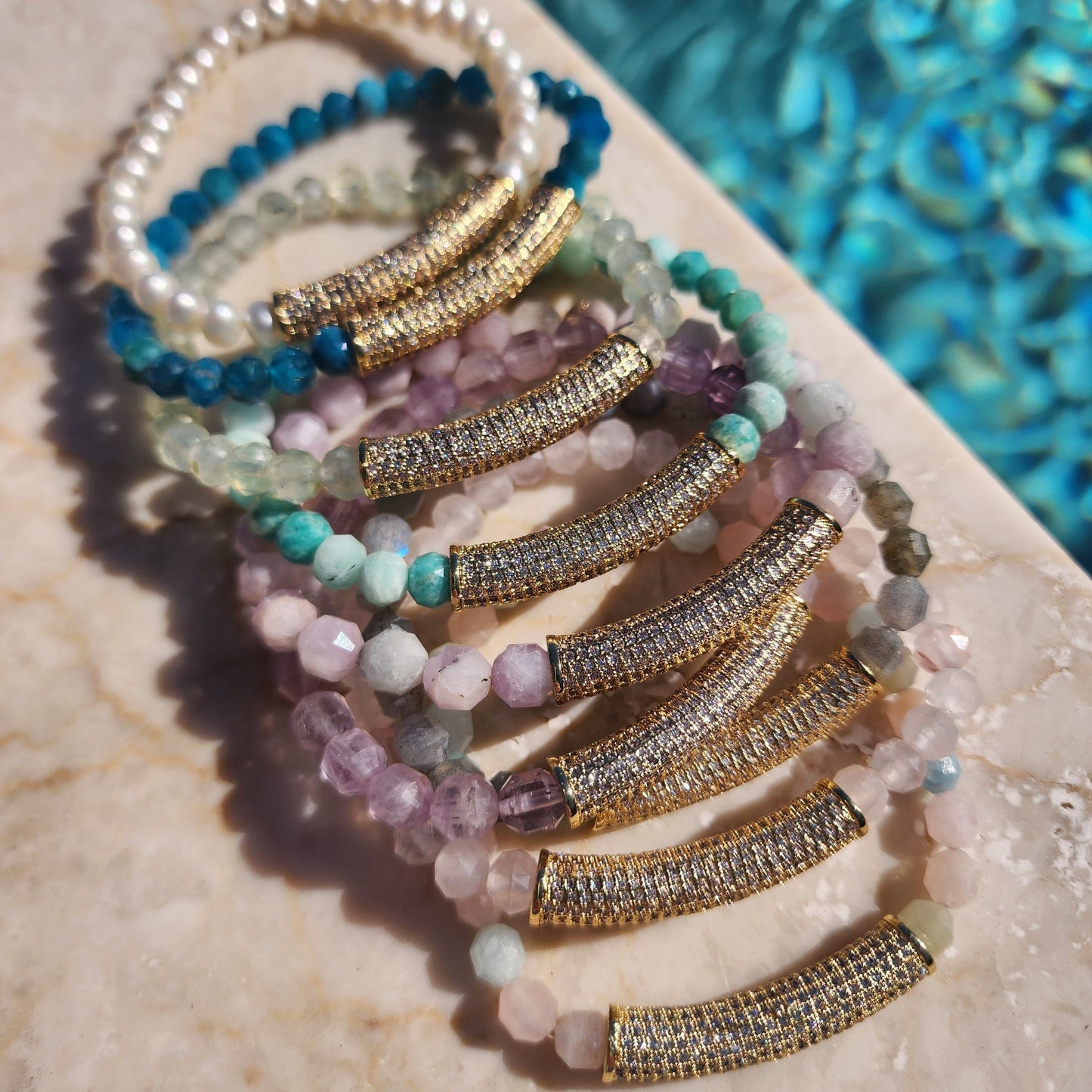 Celine Stretch Bracelet in rose quartz