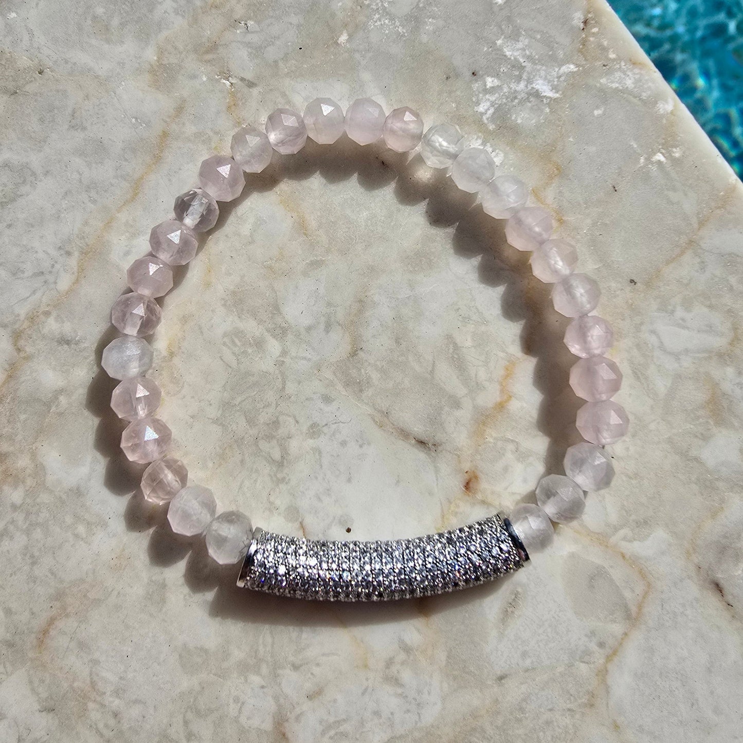 Celine Stretch Bracelet in rose quartz