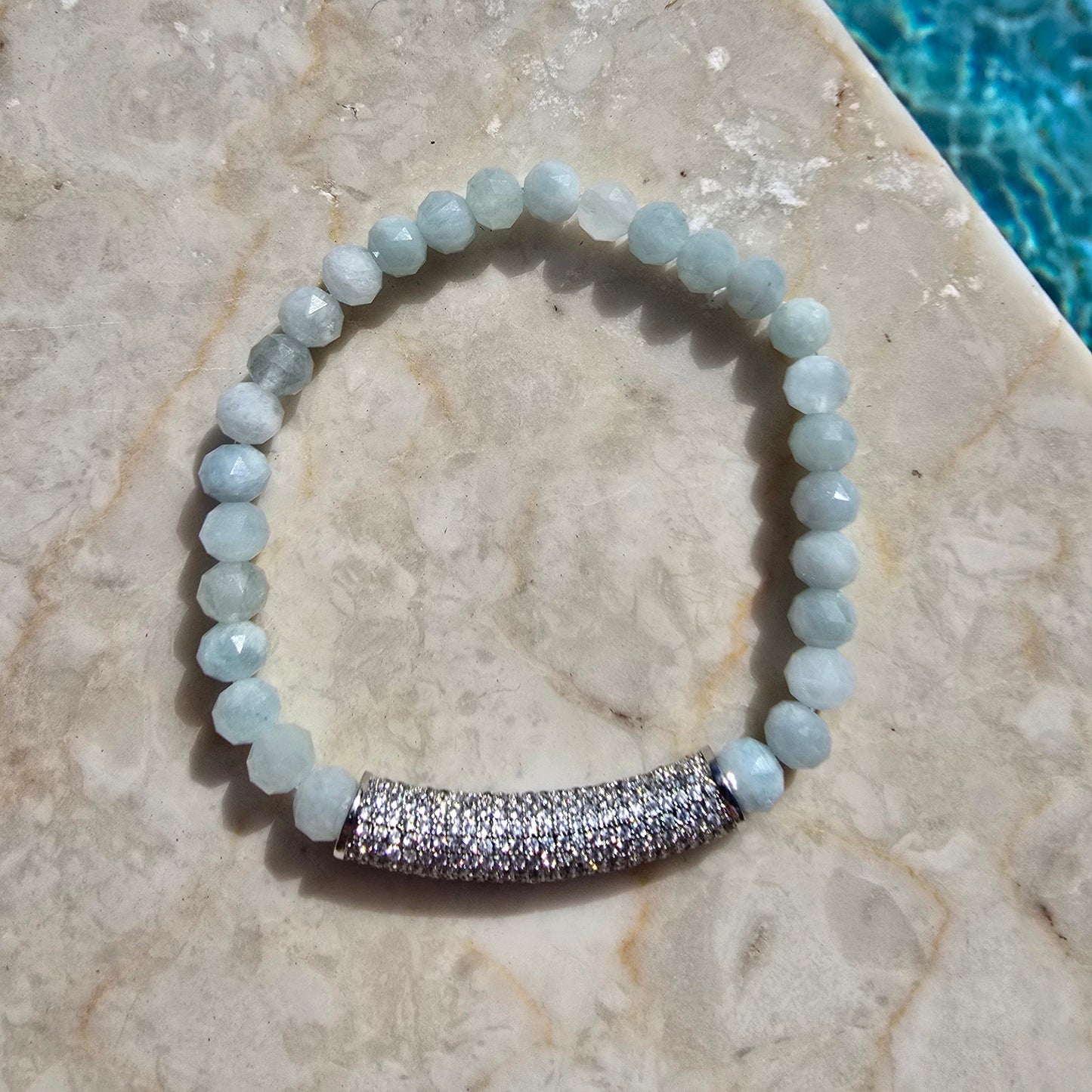 Celine Stretch Bracelet in Aquamarine