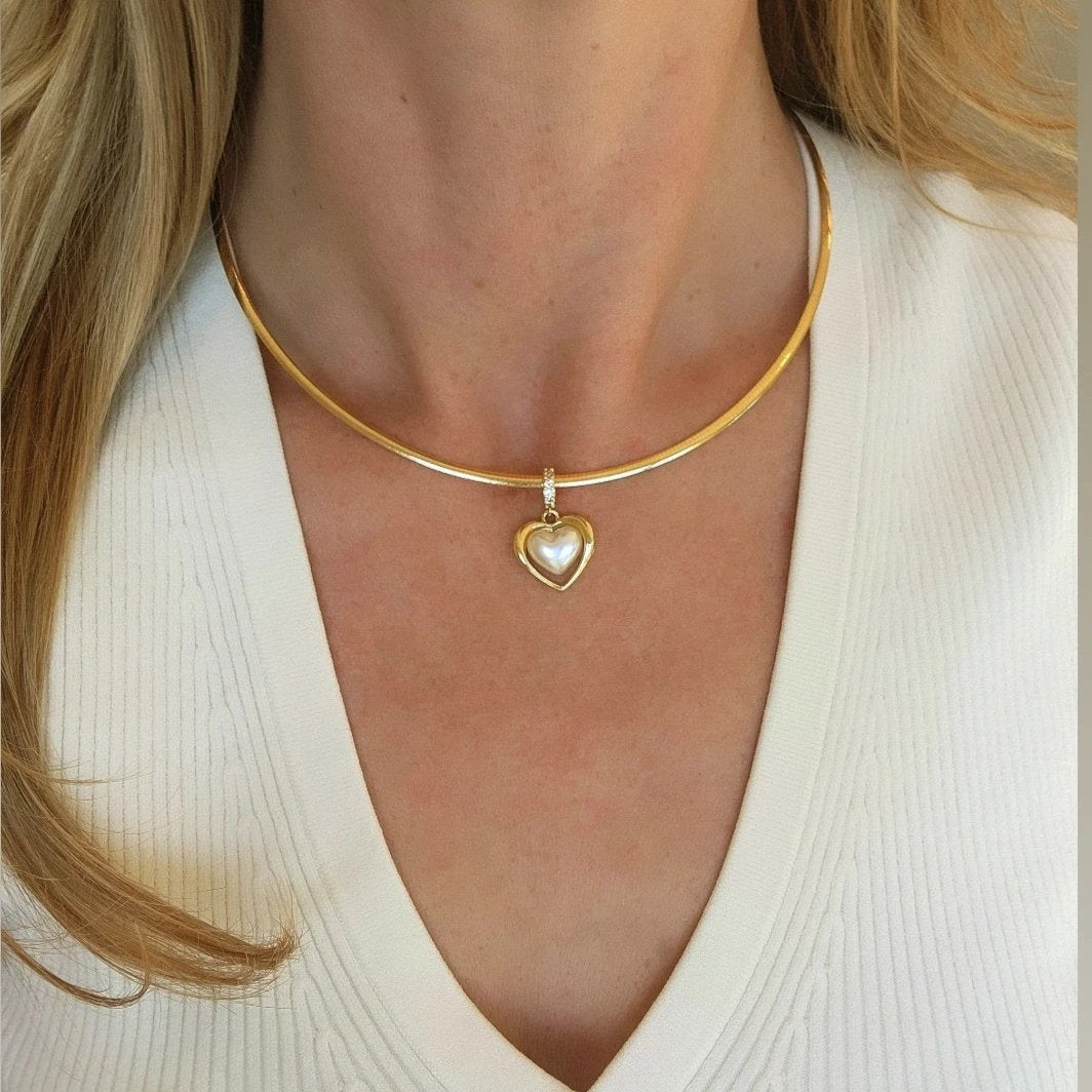 Pearl Heart Collar Necklace
