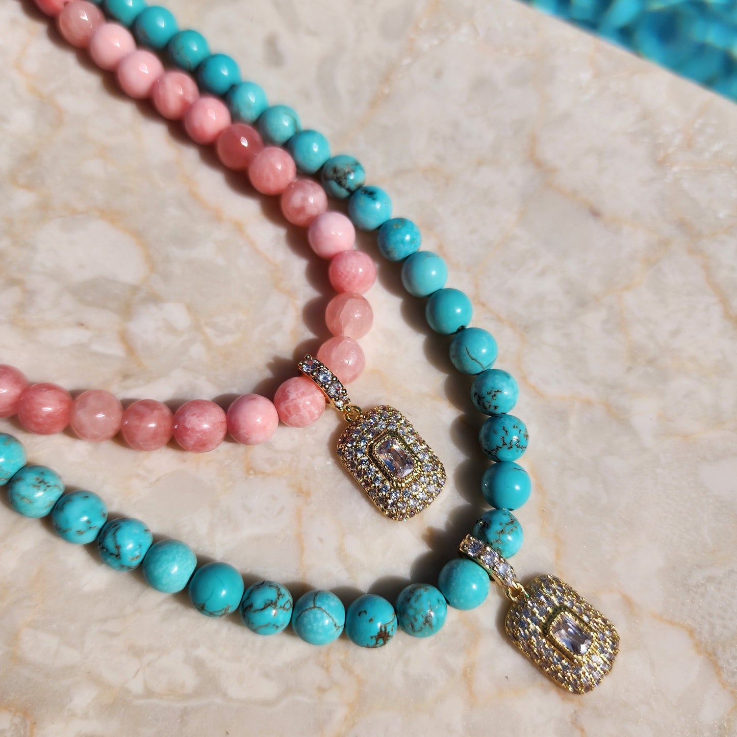 Addison Necklace in pink coral