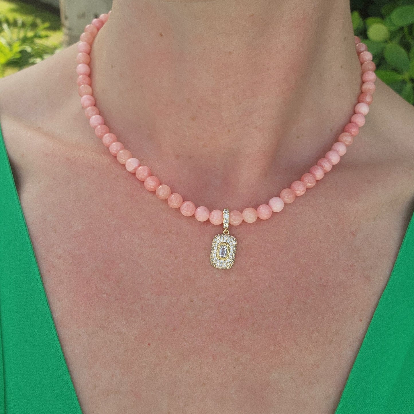 Addison Necklace in pink coral