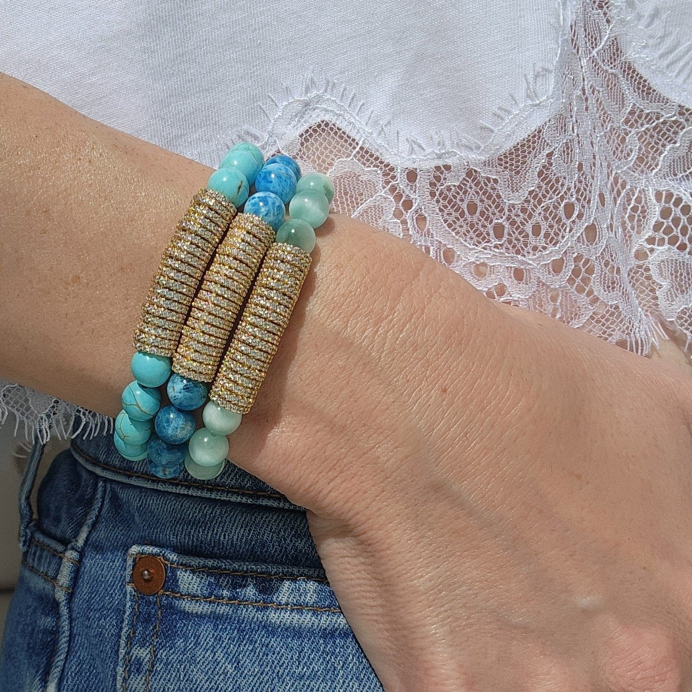 Candy Stretch Bracelet in Blue Apatite