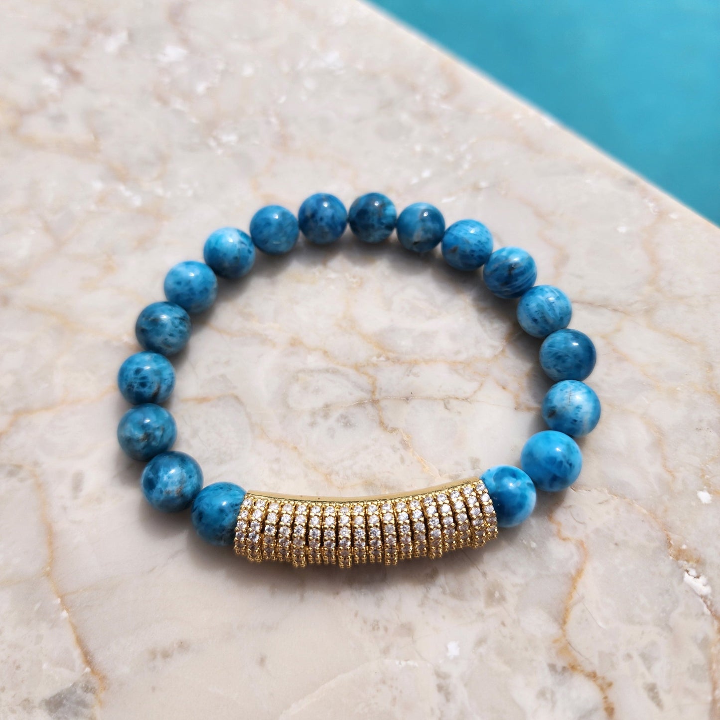 Candy Stretch Bracelet in Blue Apatite