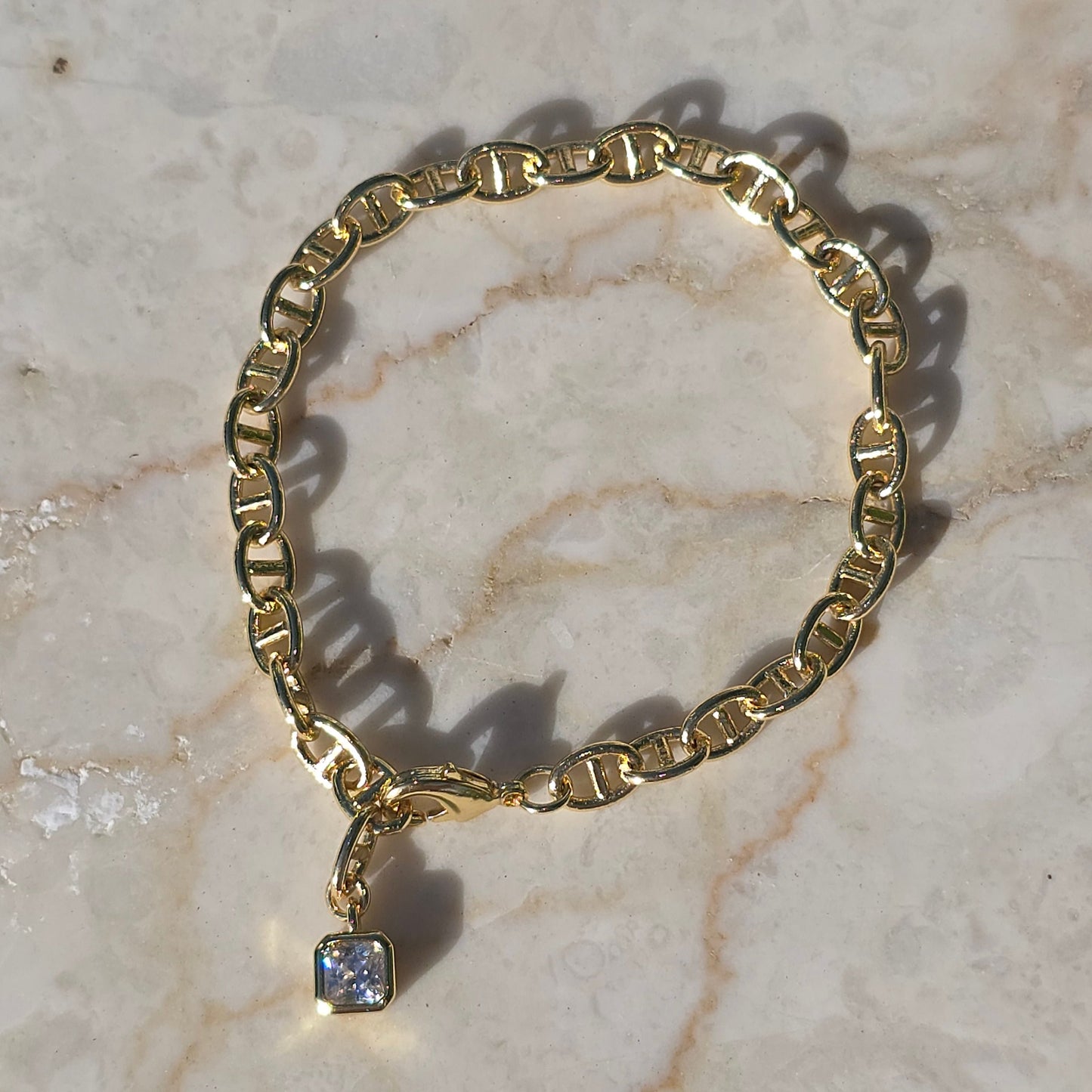 Nautical Bracelet with Crystal Charm