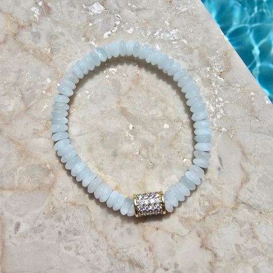 Rondelle Beaded Bracelet in Aquamarine